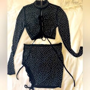 Black Rhinestone Two-Piece Festival Set